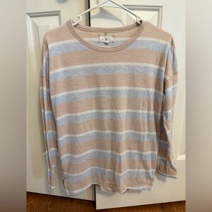 Lou & Grey Womens S Striped Blush Pink Blue Drop Shoulder Soft Lightweight